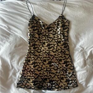 Superdown Black and Gold Sequin Dress